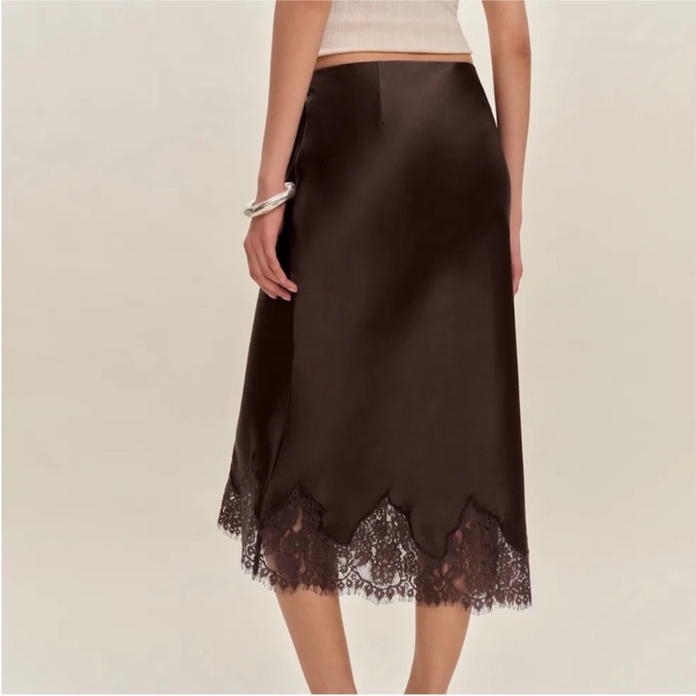 Reformation Carolina Silk Skirt in Black Bean - Picture 2 of 6